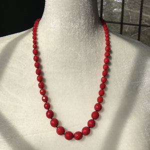 Vintage Red Glass Beaded Necklace and Earring Set by Hattie Carnegie. - Scotch Street Vintage