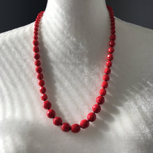 Load image into Gallery viewer, Vintage Red Glass Beaded Necklace and Earring Set by Hattie Carnegie. - Scotch Street Vintage
