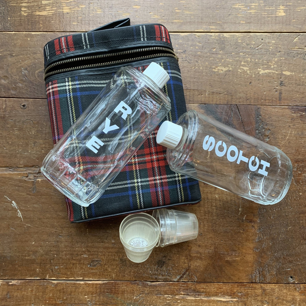 Vintage Red Plaid Portable Travel Bar. Rye and Scotch Decanters. Vintage Barware. Gift for Him. - Scotch Street Vintage