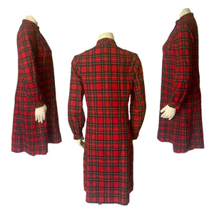 Vintage Red Plaid Wool Shirt Dress by Pendleton. Perfect Traditional Preppy Style for the Holidays. - Scotch Street Vintage