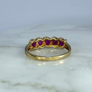 Vintage Red Spinel Wedding Band or Stacking Ring in 10K Yellow Gold. August Birthstone. 65th Anniversary. - Scotch Street Vintage