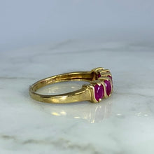 Load image into Gallery viewer, Vintage Red Spinel Wedding Band or Stacking Ring in 10K Yellow Gold. August Birthstone. 65th Anniversary. - Scotch Street Vintage
