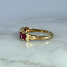 Load image into Gallery viewer, Vintage Red Spinel Wedding Band or Stacking Ring in 10K Yellow Gold. August Birthstone. 65th Anniversary. - Scotch Street Vintage