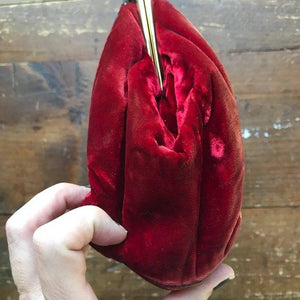 Vintage Red Velvet Clutch by Saks Fifth Avenue from the early 1900s. Vintage Fashion. - Scotch Street Vintage