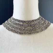 Load image into Gallery viewer, Vintage Rhinestone Collar Choker Necklace with 600 Rhinestones and Lace Filigree. Wedding Jewelry. - Scotch Street Vintage