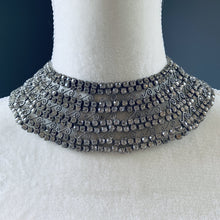 Load image into Gallery viewer, Vintage Rhinestone Collar Choker Necklace with 600 Rhinestones and Lace Filigree. Wedding Jewelry. - Scotch Street Vintage