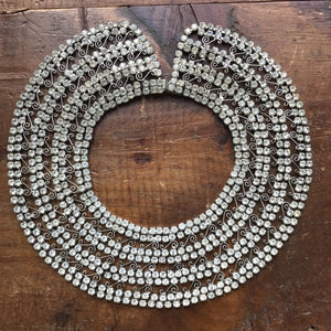 Vintage Rhinestone Collar Choker Necklace with 600 Rhinestones and Lace Filigree. Wedding Jewelry. - Scotch Street Vintage