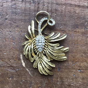 Vintage Rhinestone Leaf Shape Brooch. Possible Necklace or Bracelet? - Scotch Street Vintage