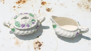 Vintage Royal Violet China Cream and Sugar Set by Royal China USA with Delicate Hand Painted Violet Pattern Serving Set of 2 - Scotch Street Vintage