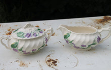 Load image into Gallery viewer, Vintage Royal Violet China Cream and Sugar Set by Royal China USA with Delicate Hand Painted Violet Pattern Serving Set of 2 - Scotch Street Vintage