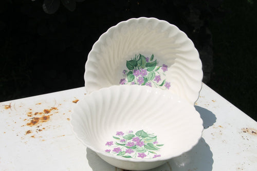 Vintage Royal Violet China Serving Bowls by Royal China USA with Delicate Hand Painted Violet Pattern Dinnerware Set of 2 Serving - Scotch Street Vintage