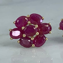 Load image into Gallery viewer, Vintage Ruby Cluster Earrings set in 10K Yellow Gold. July Birthstone. 15th Anniversary. Estate Jewelry. - Scotch Street Vintage
