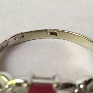 Vintage Ruby Diamond Ring in 14K White Gold. July Birthstone. 15th Anniversary Gift. Estate Jewelry. - Scotch Street Vintage