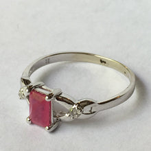 Load image into Gallery viewer, Vintage Ruby Diamond Ring in 14K White Gold. July Birthstone. 15th Anniversary Gift. Estate Jewelry. - Scotch Street Vintage