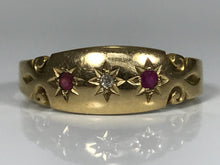 Load image into Gallery viewer, Vintage Ruby Diamond Ring in 18K Yellow Gold. July Birthstone. 15th Anniversary. 1901. Size 7 3/4 - Scotch Street Vintage