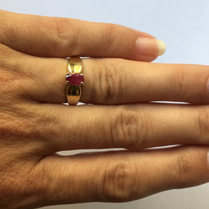 Vintage Ruby Engagement Ring in 14K Yellow Gold. July Birthstone. 15th Anniversary. 1970s. Size 5 - Scotch Street Vintage