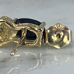 Vintage Sapphire and Diamond Earrings. 10k Solid Yellow Gold. September Birthstone. - Scotch Street Vintage