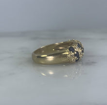 Load image into Gallery viewer, Vintage Sapphire and Diamond Ring set in 14k Yellow Gold. Unique Wedding Band. September&#39;s Birthstone. - Scotch Street Vintage