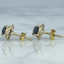 Load image into Gallery viewer, Vintage Sapphire Earrings set in Solid Yellow Gold. Something Old for a Bride to be. September Birthstone. - Scotch Street Vintage