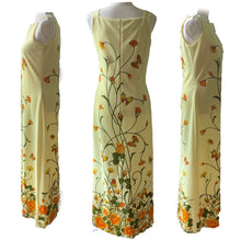 Load image into Gallery viewer, Vintage Shaheen Yellow Floral Maxi Dress with a Large Butterfly Flower Print. Perfect Summer Dress! - Scotch Street Vintage