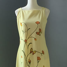 Load image into Gallery viewer, Vintage Shaheen Yellow Floral Maxi Dress with a Large Butterfly Flower Print. Perfect Summer Dress! - Scotch Street Vintage