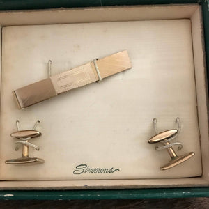 Vintage Simon Gold Filled Cufflinks and Tie Bar/ Money Clip Set. Grooms Gift. Cuff Links. - Scotch Street Vintage