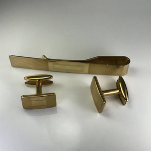 Vintage Simon Gold Filled Cufflinks and Tie Bar/ Money Clip Set. Grooms Gift. Cuff Links. - Scotch Street Vintage