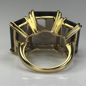 Vintage Smoky Quartz Ring in 14K Yellow Gold. 17+ CTW. Cocktail Ring. Estate Jewelry - Scotch Street Vintage