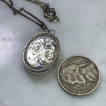 Load image into Gallery viewer, Vintage Sterling Silver Locket. Floral Etched Pendant. Marked 925. Full European Hallmark. - Scotch Street Vintage