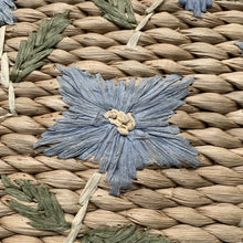 Load image into Gallery viewer, Vintage Straw Purse with Blue Floral Pattern. Perfect Summer Bag. - Scotch Street Vintage