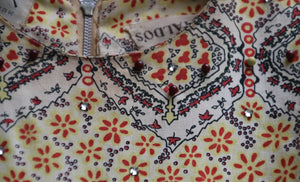 Vintage Summer Dress by Talmack of New York with Red and Yellow Floral Design and Beading - Scotch Street Vintage