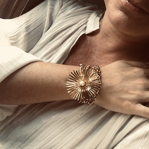 Vintage Sunburst Brooch with Faux Pearl. Possible Necklace or Bracelet? - Scotch Street Vintage