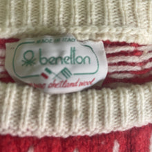 Load image into Gallery viewer, Vintage Tan Fair Isle Sweater with Rainbow Chevron Design by United Colors of Benetton Circa 1980s. - Scotch Street Vintage