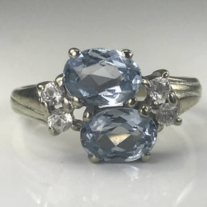 Vintage Tanzanite and Topaz Ring in a 10k White Gold. December Birthstone. 24th Anniversary Gift - Scotch Street Vintage