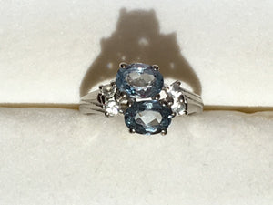 Vintage Tanzanite and Topaz Ring in a 10k White Gold. December Birthstone. 24th Anniversary Gift - Scotch Street Vintage