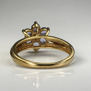 Vintage Tanzanite Ring. Diamond Accent. 10k Yellow Gold. Estate Jewelry. Unique Engagement Ring. December Birthstone. 24th Anniversary Gift - Scotch Street Vintage