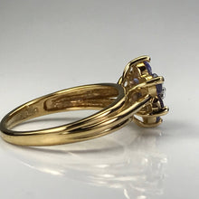 Load image into Gallery viewer, Vintage Tanzanite Ring. Diamond Accent. 10k Yellow Gold. Estate Jewelry. Unique Engagement Ring. December Birthstone. 24th Anniversary Gift - Scotch Street Vintage