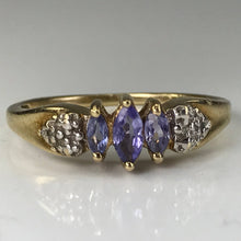 Load image into Gallery viewer, Vintage Tanzanite Ring. Diamond Accents. 10k Yellow Gold. Estate Jewelry. Unique Engagement Ring. December Birthstone. 24th Anniversary. - Scotch Street Vintage