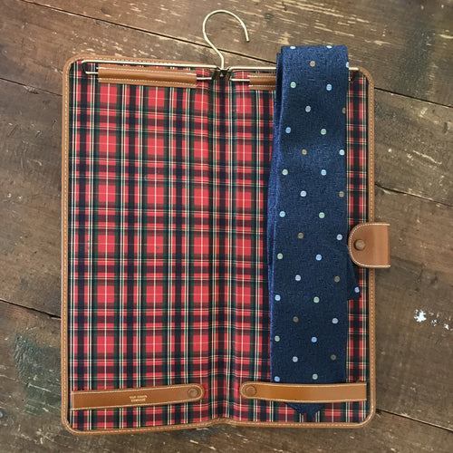 Vintage Travel Tie Case. Necktie Caddy. Travel Accessory. Brown Faux Leather. Gift for Him. Father's Day. Gift for Traveler. Travel Gear. - Scotch Street Vintage