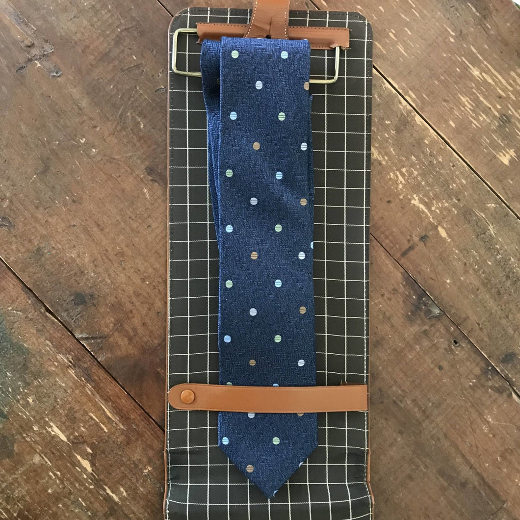 Vintage Travel Tie Case. Necktie Caddy. Travel Accessory. Caramel Brown Leather. Gift for Him. Father's Day. Gift for Traveler. Travel Gear. - Scotch Street Vintage