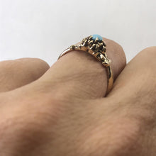 Load image into Gallery viewer, Vintage Turquoise Art Nouveau Ring. 10K Yellow Gold. December Birthstone. Promise Ring. - Scotch Street Vintage