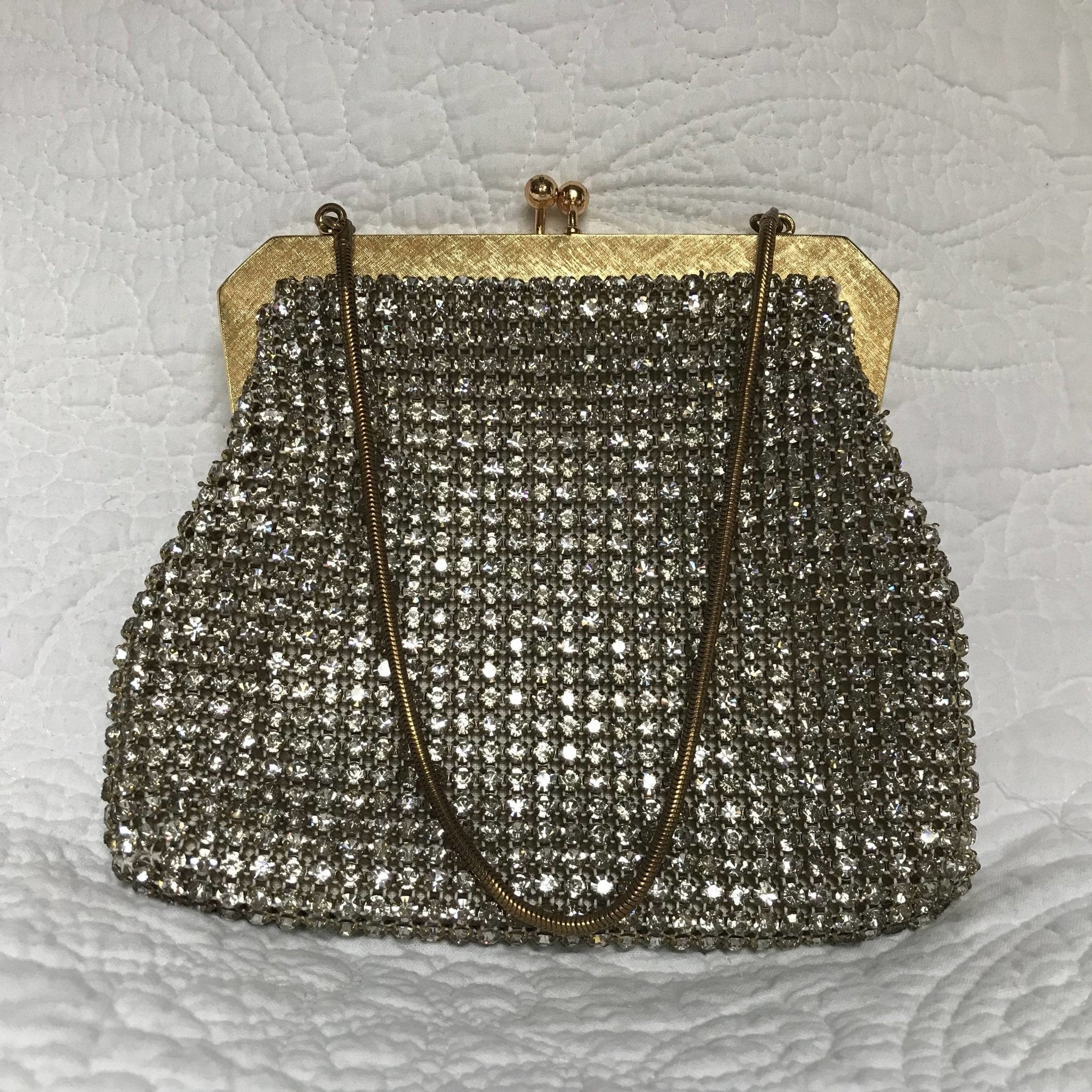 vintage walborg rhinestone clutch clear rhinestone purse or evening bag 1950s