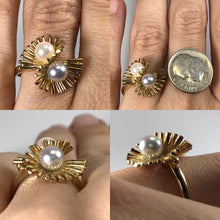 Load image into Gallery viewer, Vintage White and Black Modernist Ring by Skalet Jewelry. 14K Yellow Gold. June Birthstone. - Scotch Street Vintage