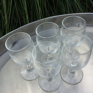 Vintage Wine Glasses Cordial / Shot / Desert Wine Glassware Shaped Glass - Glassware - Barware - Serving - Set of 5 - Scotch Street Vintage