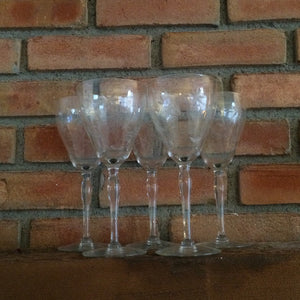 Vintage Wine Glasses. Glassware Ornate Etched Crystal Clear Tall Water Goblet. Set of 5. Barware. Serving. Entertaining - Scotch Street Vintage
