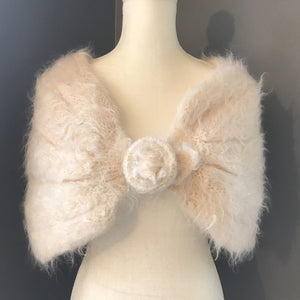 Vintage Winter White Mohair Shrug by Saks Fifth Avenue. Wedding Boleros. Cream Wrap. Bridal Jacket. - Scotch Street Vintage