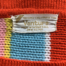 Load image into Gallery viewer, Vintage Womens Sweater with Bright Color Blocking by Ventura. Red Yellow Blue and Pink. - Scotch Street Vintage