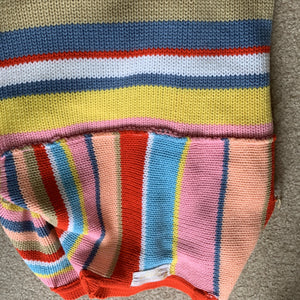 Vintage Womens Sweater with Bright Color Blocking by Ventura. Red Yellow Blue and Pink. - Scotch Street Vintage
