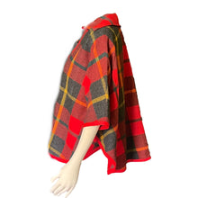 Load image into Gallery viewer, Vintage Wool Poncho in a Red Check Plaid by Pendleton. Fall and Winter Outerwear. Countryside Chic. - Scotch Street Vintage