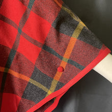 Load image into Gallery viewer, Vintage Wool Poncho in a Red Check Plaid by Pendleton. Fall and Winter Outerwear. Countryside Chic. - Scotch Street Vintage